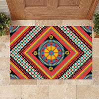 Sicily Italy Carretto Siciliano Rubber Doormat Red Sicilian Cart Wheel Pattern