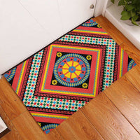 Sicily Italy Carretto Siciliano Rubber Doormat Red Sicilian Cart Wheel Pattern