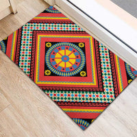 Sicily Italy Carretto Siciliano Rubber Doormat Red Sicilian Cart Wheel Pattern