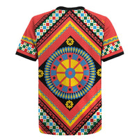 Sicily Italy Carretto Siciliano Rugby Jersey Red Sicilian Cart Wheel Pattern