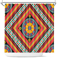 Sicily Italy Carretto Siciliano Shower Curtain Red Sicilian Cart Wheel Pattern