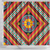 Sicily Italy Carretto Siciliano Shower Curtain Red Sicilian Cart Wheel Pattern