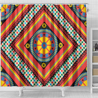 Sicily Italy Carretto Siciliano Shower Curtain Red Sicilian Cart Wheel Pattern