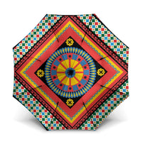 Sicily Italy Carretto Siciliano Umbrella Red Sicilian Cart Wheel Pattern
