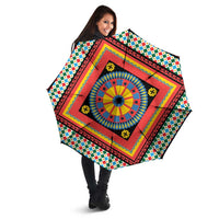 Sicily Italy Carretto Siciliano Umbrella Red Sicilian Cart Wheel Pattern