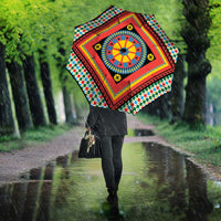 Sicily Italy Carretto Siciliano Umbrella Red Sicilian Cart Wheel Pattern