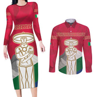 Italy Abruzzo Couples Matching Long Sleeve Bodycon Dress and Long Sleeve Button Shirt Emblem With Flag Style LT19