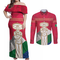 Italy Abruzzo Couples Matching Off Shoulder Maxi Dress and Long Sleeve Button Shirt Emblem With Flag Style LT19