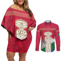 Italy Abruzzo Couples Matching Off Shoulder Short Dress and Long Sleeve Button Shirt Emblem With Flag Style LT19