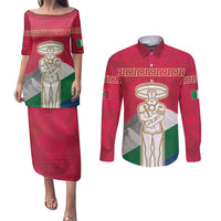 Italy Abruzzo Couples Matching Puletasi and Long Sleeve Button Shirt Emblem With Flag Style LT19