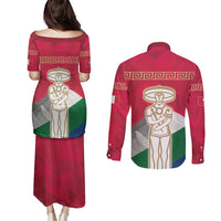 Italy Abruzzo Couples Matching Puletasi and Long Sleeve Button Shirt Emblem With Flag Style LT19