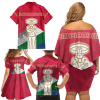 Italy Abruzzo Family Matching Off Shoulder Short Dress and Hawaiian Shirt Emblem With Flag Style LT19