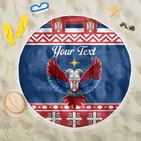 Personalized Serbia Christmas Eagle Beach Blanket Srecan Bozic Tee - Wonder Print Shop