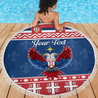 Personalized Serbia Christmas Eagle Beach Blanket Srecan Bozic Tee - Wonder Print Shop