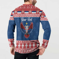 Personalized Serbia Christmas Eagle Button Sweatshirt Srecan Bozic Tee - Wonder Print Shop