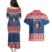 Personalized Serbia Christmas Eagle Couples Matching Puletasi and Hawaiian Shirt Srecan Bozic Tee - Wonder Print Shop