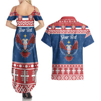 Personalized Serbia Christmas Eagle Couples Matching Summer Maxi Dress and Hawaiian Shirt Srecan Bozic Tee - Wonder Print Shop