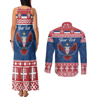 Personalized Serbia Christmas Eagle Couples Matching Tank Maxi Dress and Long Sleeve Button Shirt Srecan Bozic Tee - Wonder Print Shop
