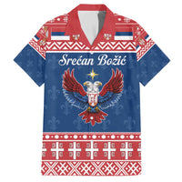 Personalized Serbia Christmas Eagle Family Matching Off The Shoulder Long Sleeve Dress and Hawaiian Shirt Srecan Bozic Tee - Wonder Print Shop