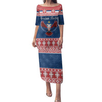 Personalized Serbia Christmas Eagle Family Matching Puletasi and Hawaiian Shirt Srecan Bozic Tee - Wonder Print Shop