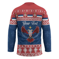 Personalized Serbia Christmas Eagle Hockey Jersey Srecan Bozic Tee - Wonder Print Shop
