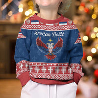 Personalized Serbia Christmas Eagle Kid Ugly Christmas Sweater Srecan Bozic Tee - Wonder Print Shop