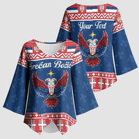 Personalized Serbia Christmas Eagle Kimono Sleeve Blouse Srecan Bozic Tee - Wonder Print Shop