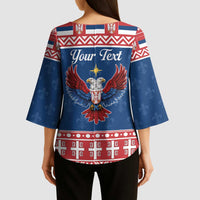 Personalized Serbia Christmas Eagle Kimono Sleeve Blouse Srecan Bozic Tee - Wonder Print Shop