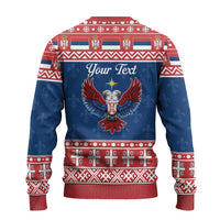 Personalized Serbia Christmas Eagle Ugly Christmas Sweater Srecan Bozic Tee - Wonder Print Shop