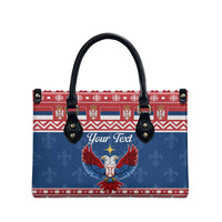 Personalized Serbia Christmas Eagle Leather Bag Srecan Bozic Tee - Wonder Print Shop