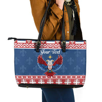Personalized Serbia Christmas Eagle Leather Tote Bag Srecan Bozic Tee - Wonder Print Shop