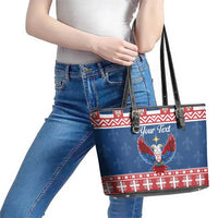 Personalized Serbia Christmas Eagle Leather Tote Bag Srecan Bozic Tee - Wonder Print Shop