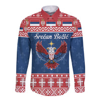 Personalized Serbia Christmas Eagle Long Sleeve Button Shirt Srecan Bozic Tee - Wonder Print Shop
