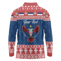 Personalized Serbia Christmas Eagle Long Sleeve Polo Shirt Srecan Bozic Tee - Wonder Print Shop