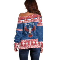 Personalized Serbia Christmas Eagle Off Shoulder Sweater Srecan Bozic Tee - Wonder Print Shop
