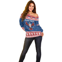Personalized Serbia Christmas Eagle Off Shoulder Sweater Srecan Bozic Tee - Wonder Print Shop