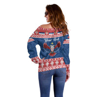 Personalized Serbia Christmas Eagle Off Shoulder Sweater Srecan Bozic Tee - Wonder Print Shop