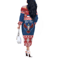 Personalized Serbia Christmas Eagle Off The Shoulder Long Sleeve Dress Srecan Bozic Tee - Wonder Print Shop