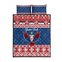 Personalized Serbia Christmas Eagle Quilt Bed Set Srecan Bozic Tee - Wonder Print Shop