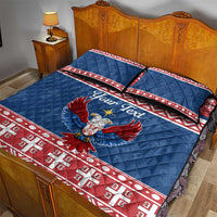 Personalized Serbia Christmas Eagle Quilt Bed Set Srecan Bozic Tee - Wonder Print Shop