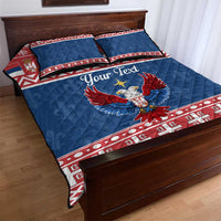 Personalized Serbia Christmas Eagle Quilt Bed Set Srecan Bozic Tee - Wonder Print Shop