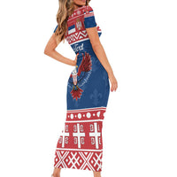 Personalized Serbia Christmas Eagle Short Sleeve Bodycon Dress Srecan Bozic Tee - Wonder Print Shop