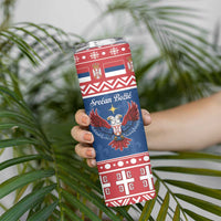 Personalized Serbia Christmas Eagle Skinny Tumbler Srecan Bozic Tee - Wonder Print Shop