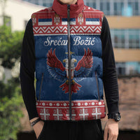 Personalized Serbia Christmas Eagle Sleeveless Puffer Jacket Srecan Bozic Tee - Wonder Print Shop