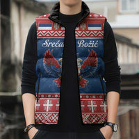 Personalized Serbia Christmas Eagle Sleeveless Puffer Jacket Srecan Bozic Tee - Wonder Print Shop
