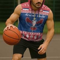 Personalized Serbia Christmas Eagle Sleeveless Zip Hoodie Srecan Bozic Tee - Wonder Print Shop