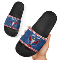 Personalized Serbia Christmas Eagle Slide Sandals Srecan Bozic Tee - Wonder Print Shop