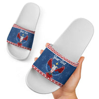 Personalized Serbia Christmas Eagle Slide Sandals Srecan Bozic Tee - Wonder Print Shop