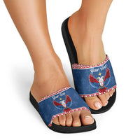 Personalized Serbia Christmas Eagle Slide Sandals Srecan Bozic Tee - Wonder Print Shop
