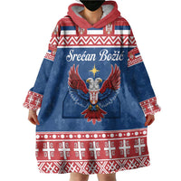 Personalized Serbia Christmas Eagle Wearable Blanket Hoodie Srecan Bozic Tee - Wonder Print Shop